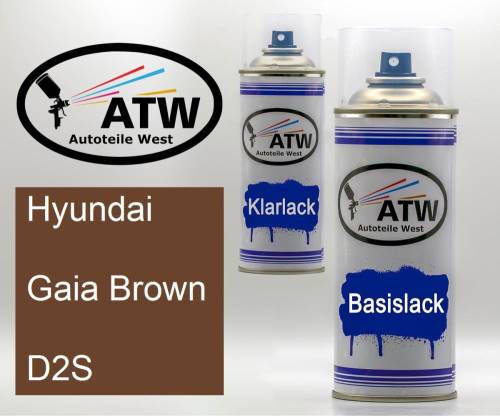 Hyundai, Gaia Brown, D2S: 400ml Sprühdose + 400ml Klarlack - Set, von ATW Autoteile West.